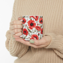 Red Poppies Pattern Ceramic Mug 11oz