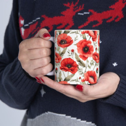 Red Poppies Pattern Ceramic Mug 11oz