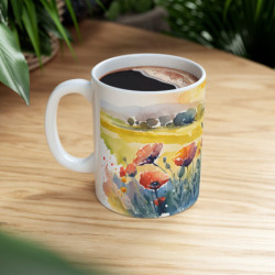 Field of Poppies in the Countryside Ceramic Mug 11oz