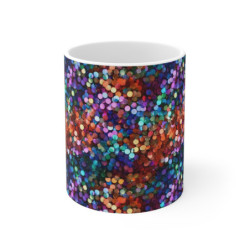 Rainbow Colored Sequin Pattern Ceramic Mug 11oz