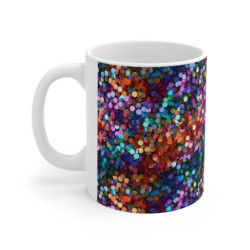 Rainbow Colored Sequin Pattern Ceramic Mug 11oz