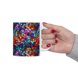 Rainbow Colored Sequin Pattern Ceramic Mug 11oz