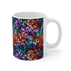 Rainbow Colored Sequin Pattern Ceramic Mug 11oz