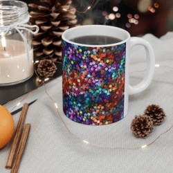 Rainbow Colored Sequin Pattern Ceramic Mug 11oz