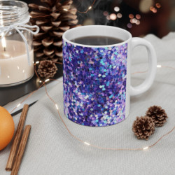 Blue and Purple Sequin Pattern Ceramic Mug 11oz