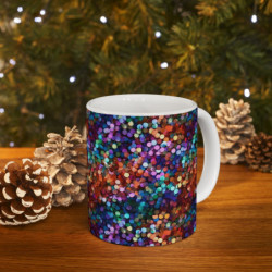 Rainbow Colored Sequin Pattern Ceramic Mug 11oz