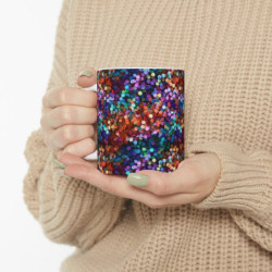 Rainbow Colored Sequin Pattern Ceramic Mug 11oz