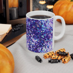 Blue and Purple Sequin Pattern Ceramic Mug 11oz