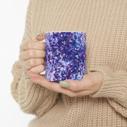 Blue and Purple Sequin Pattern Ceramic Mug 11oz