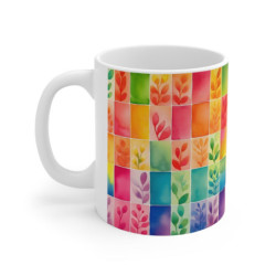 Rainbow Leaves Tiled Pattern Ceramic Mug 11oz