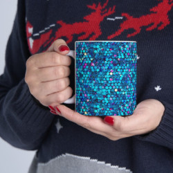 Glitter Style Aqua and Purple Pattern Ceramic Mug 11oz