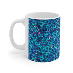 Glitter Style Aqua and Purple Pattern Ceramic Mug 11oz