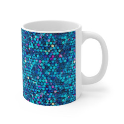 Glitter Style Aqua and Purple Pattern Ceramic Mug 11oz