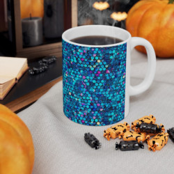 Glitter Style Aqua and Purple Pattern Ceramic Mug 11oz