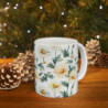 White Daisy Flower Pattern Ceramic Mug 11oz