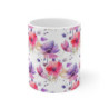 Purple and Pink Flower Pattern Ceramic Mug 11oz