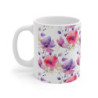 Purple and Pink Flower Pattern Ceramic Mug 11oz