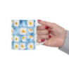 Summer Daisies on a Blue Square Tiled Background Pattern Ceramic Mug 11oz