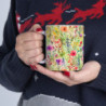 Rainbow Colored Wild Flowers Pattern Ceramic Mug 11oz