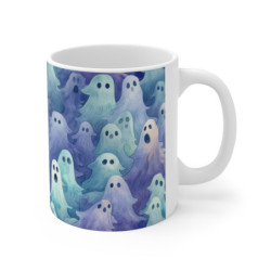 Spooky Ethereal Halloween Ghosts Pattern Ceramic Mug 11oz