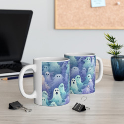 Spooky Ethereal Halloween Ghosts Pattern Ceramic Mug 11oz