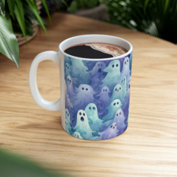 Spooky Ethereal Halloween Ghosts Pattern Ceramic Mug 11oz