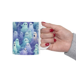 Spooky Ethereal Halloween Ghosts Pattern Ceramic Mug 11oz