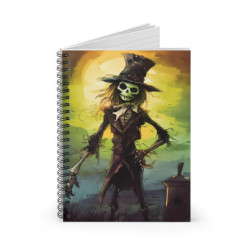 Halloween Skeleton Gentleman Spiral Notebook - Ruled Line, 8" x 6"