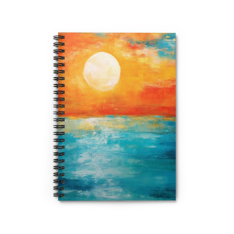 Summer Solstice Ocean Sunset Spiral Notebook - Ruled Line, 8" x 6"