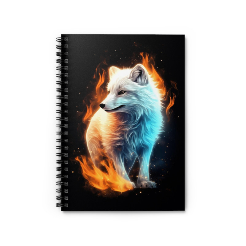 Fiery Fox Design Spiral Notebook - Ruled Line, 8" x 6"