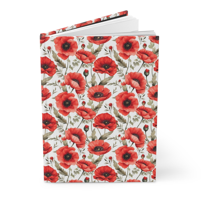 Red Poppy Flower Design  Journal, Matte,  8" x 5.7"