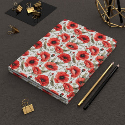 Red Poppy Flower Design  Journal, Matte,  8" x 5.7"