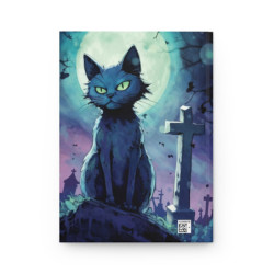 Spooky Halloween Cat in a Graveyard Journal, Matte,  8" x 5.7"