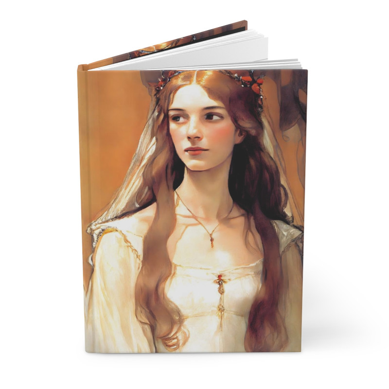 "Damsel Marian Touched By Integrity"  Pre Raphaelite Inspired Medieval Maiden Design Journal, Matte,  8" x 5.7"