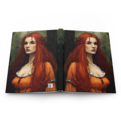 "Damsel Emma Touched By Envy" Pre Raphaelite Inspired Medieval Maiden Design Journal, Matte,  8" x 5.7"