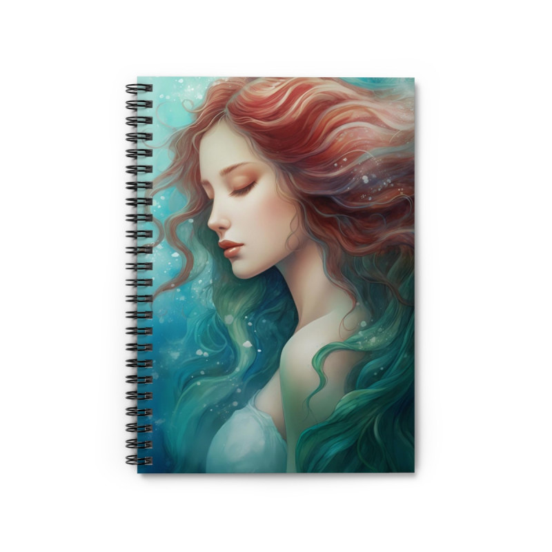 Beautiful Mermaid Spiral Notebook - Ruled Line, 8" x 6"