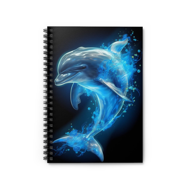 Ethereal Dolphin Design Spiral Notebook - Ruled Line, 8" x 6"