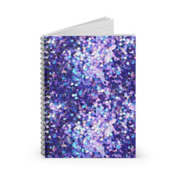 Blue and Purple Sequin Pattern Spiral Notebook - Ruled Line, 8" x 6"