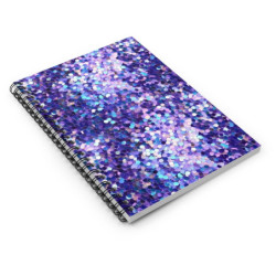 Blue and Purple Sequin Pattern Spiral Notebook - Ruled Line, 8" x 6"