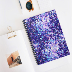 Blue and Purple Sequin Pattern Spiral Notebook - Ruled Line, 8" x 6"