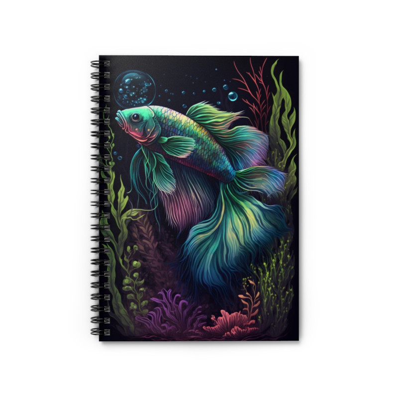 Betta Surrounded By Aquatic Foliage Spiral Notebook - Ruled Line, 8" x 6"