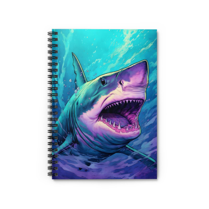 Shark Swimming In The Ocean Spiral Notebook - Ruled Line, 8" x 6"