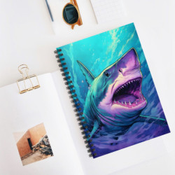 Shark Swimming In The Ocean Spiral Notebook - Ruled Line, 8" x 6"