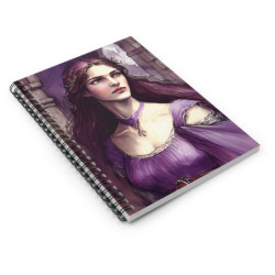 "Damsel Matilda Touched By Sorrow" Pre Raphaelite Inspired Medieval Maiden Spiral Notebook - Ruled Line, 8" x 6"