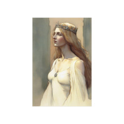 "Damsel Elizabeth Touched By Dignity" Pre-Raphaelite Inspired Premium Matte Vertical Poster 20" x 30" Poster