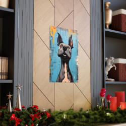 Comical Gray Pitbull Dog Premium Matte Vertical Poster 20" x 30" Poster