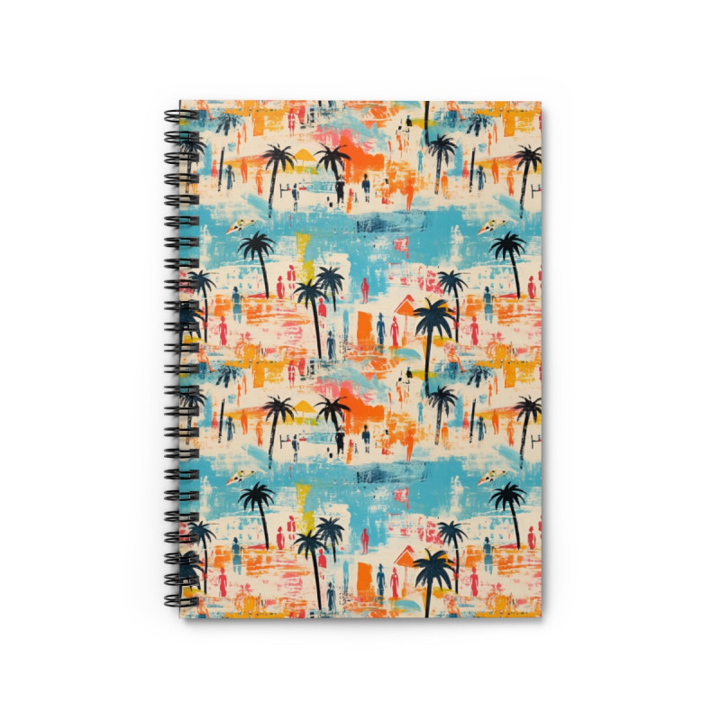 Abstract Summer Beach Vacation Pattern Spiral Notebook - Ruled Line, 8" x 6"