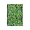 Abstract Green Tribal Heads Pattern Spiral Notebook - Ruled Line, 8" x 6"