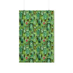 Abstract Green Tribal Heads Premium Matte Vertical Poster 20" x 30" Poster