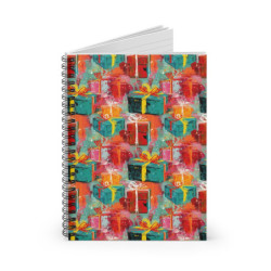 Abstract Christmas Gifts Pattern Spiral Notebook - Ruled Line, 8" x 6"